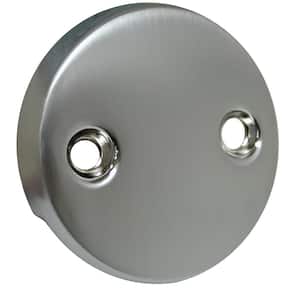 2-Hole Bathtub Overflow Faceplate Less Screws in Brushed Stainless