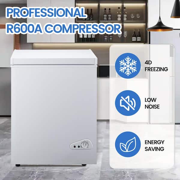 21 in. 3.5 cu. ft. Manual Defrost Chest Freezer with Removable Storage Basket, Adjustable Thermostat in White