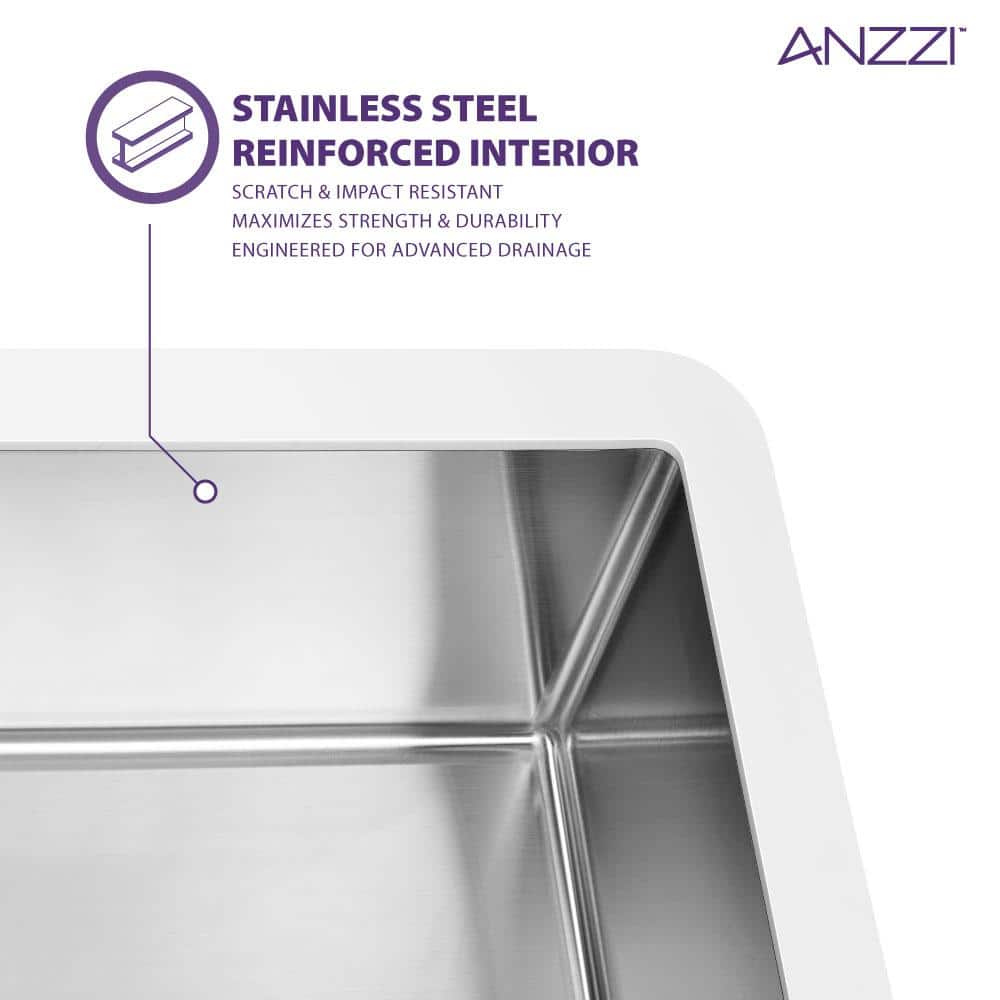 Apollo 36'' White Stone Farmhouse Kitchen Sink with Stainless Steel Interior