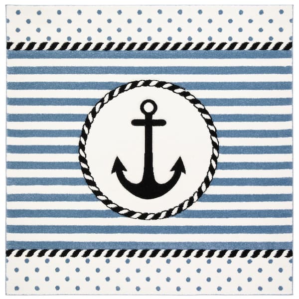 Safavieh Carousel Kids Navy/Ivory 4 ft. x 4 ft. Striped Square Area Rug