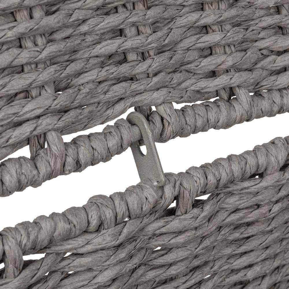 Large Gray Woven Paper Rope Storage Chest with Hinged Lid