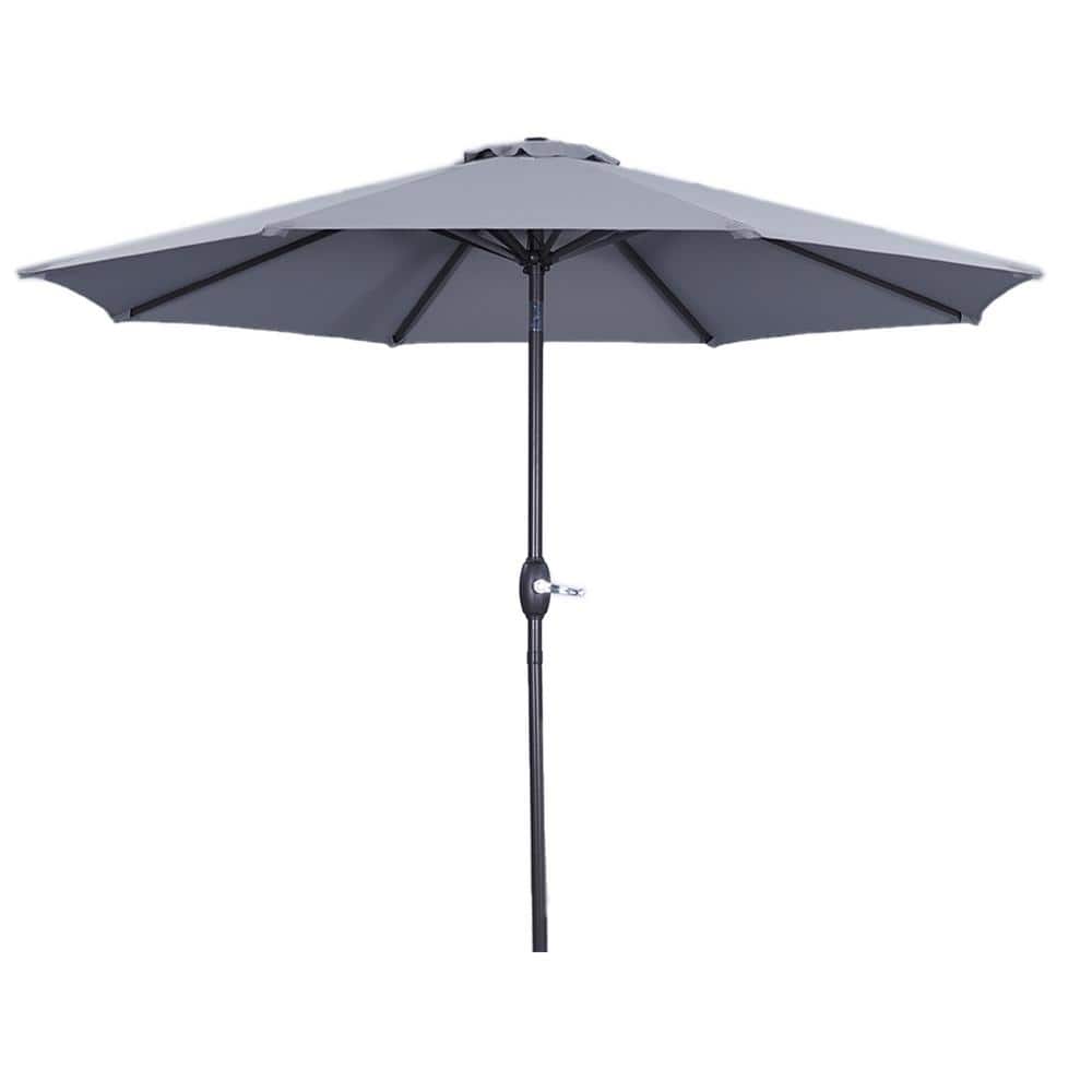 9 ft. Round Patio Market Umbrella with Water Resistant Push Button Tilt in 