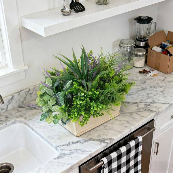 UUDULY Green Indoor/Outdoor Artificial Plant Mix UV Resistant