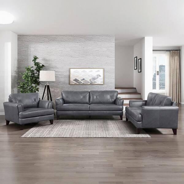 Lazzara Marie 88 in. W Straight Arm Leather Rectangle 3-Piece