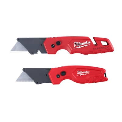 FASTBACK Folding Utility Knife with Blade Storage & Compact Folding Utility Knife with 2 General Purpose Blades (2-Pack)