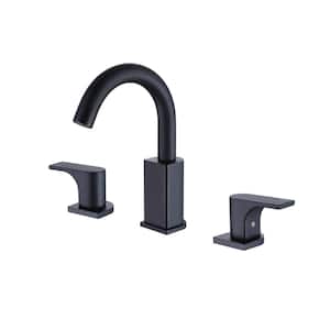 8 in. Widespread Double Handle Bathroom Faucet 3 Holes Brass Sink Basin Faucets in Matte Black