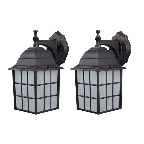 CANARM Colton Bronze Outdoor Wall Lantern Sconce with Frosted Glass (2-Pack)