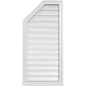 20 in. x 42 in. Octagonal Surface Mount PVC Gable Vent: Functional with Brickmould Sill Frame
