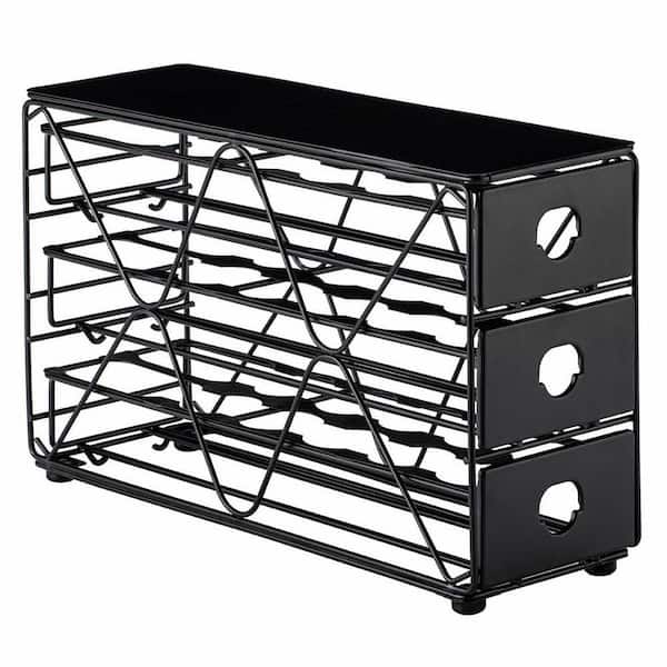 Black Coffee Pod Organizer Drawer 3 Tier K Cup Holder with 42 Pods Capacity Space Saving Countertop Organizer