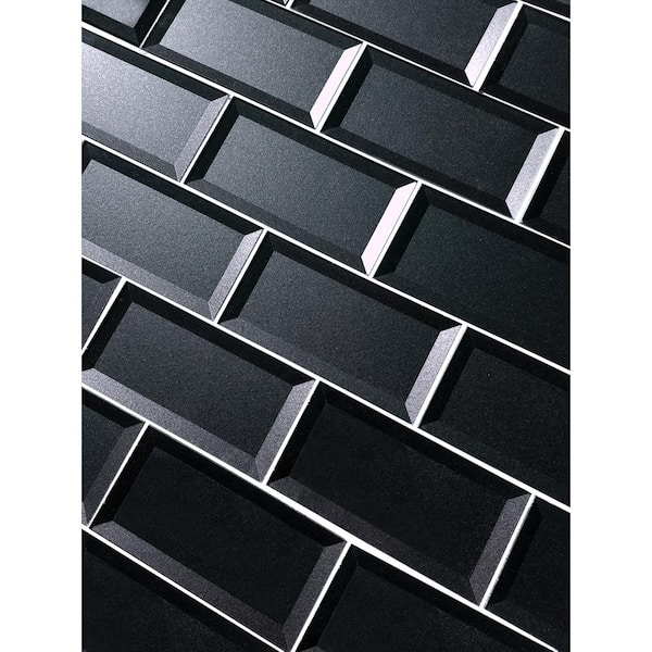 Forever Rectangle 3 in. X 6 in. Glossy Blue Gray Glass Peel And Stick Subway Tile (14 sq.ft./Case)