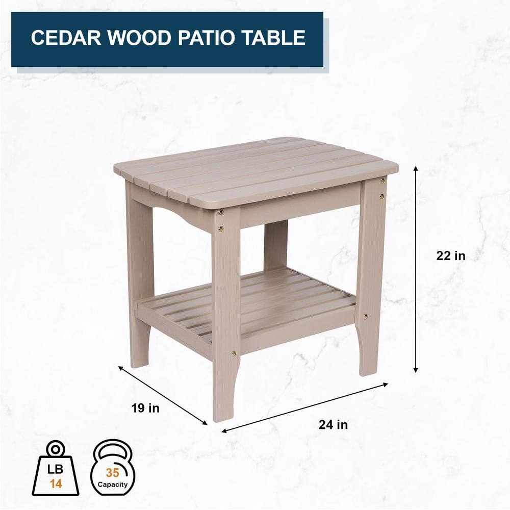 Cedarwood Rectangular Side Table with Stone Finish, 24"x22"