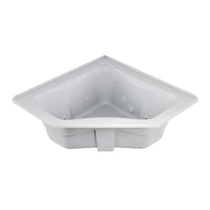 SIGNATURE 60 in. x 60 in. Corner Whirlpool Bathtub with Center Drain in White with Heater