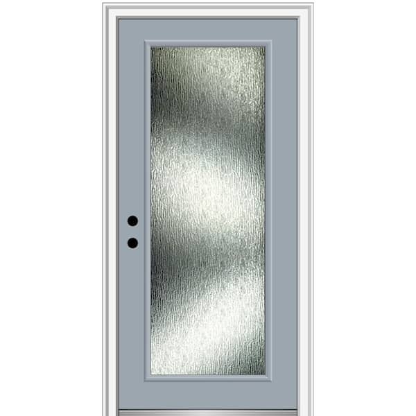 MMI Door Rain Glass 32 in. x 80 in. Right-Hand Inswing Full Lite Painted Storm Cloud Prehung Front Door on 4-9/16 in. Frame