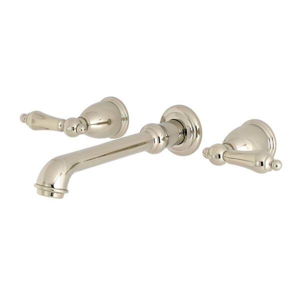 Kingston Brass English Country 2-Handle Wall Mount Bathroom Faucet in Polished Nickel