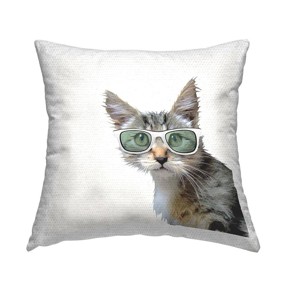 Cool Cat Sunglasses Animal Multi-Color Square Outdoor Throw Pillow price history on PriceWatchPro
