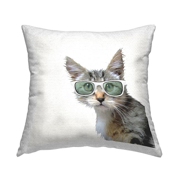 Stupell Industries Cool Cat Sunglasses Animal Multi-Color Square Outdoor Throw Pillow