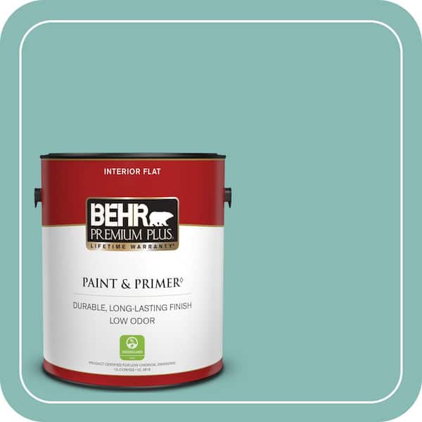 BEHR PREMIUM PLUS 1 gal. #T14-1 Ocean Liner Flat Low Odor Interior Paint & Primer