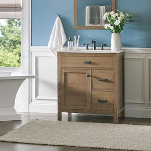 Stanhope 31 in. W x 22 in. D Vanity in Reclaimed Oak with Engineered Stone Vanity Top in Crystal White with White Sink