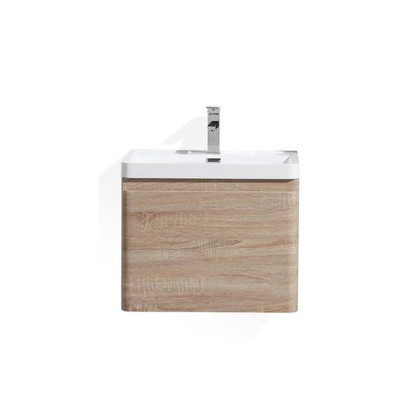 Moreno Bath Happy 24 in. W Bath Vanity in White Oak with Reinforced Acrylic Vanity Top in White with White Basin