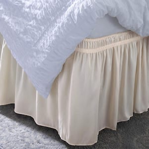 18 in. Beige Drop Wrap Around Twin/Full Bed Skirt Ruffle