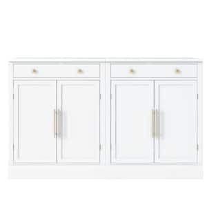 2 Set White Wood Pantry Organizer with Drawer, 2-Adjustable Shelves and 2-Door Shelves