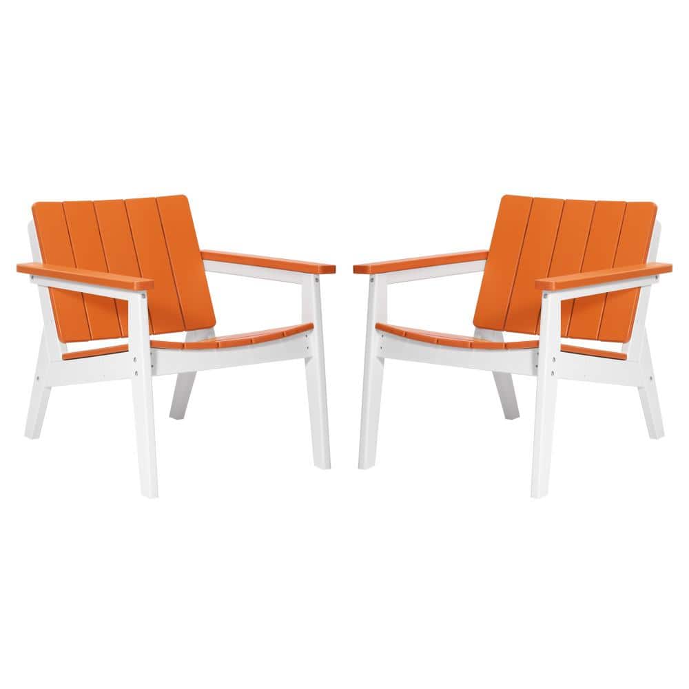 Porschside Outdoor Patio White Steel Frame Deep Seating Lounge Chair (Set of 2), White/Orange price history on PriceWatchPro