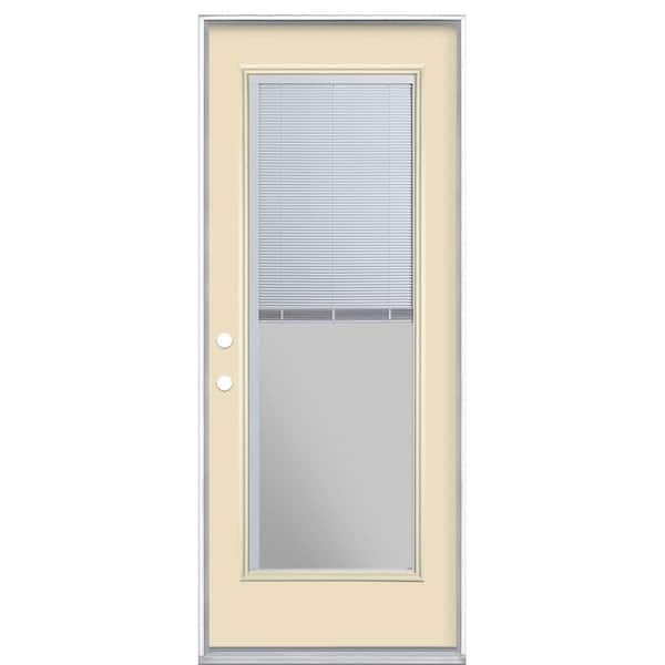 32 in. x 80 in. Full Lite Mini Blind Right-Hand Inswing Painted Steel Prehung Front Exterior Door No Brickmold