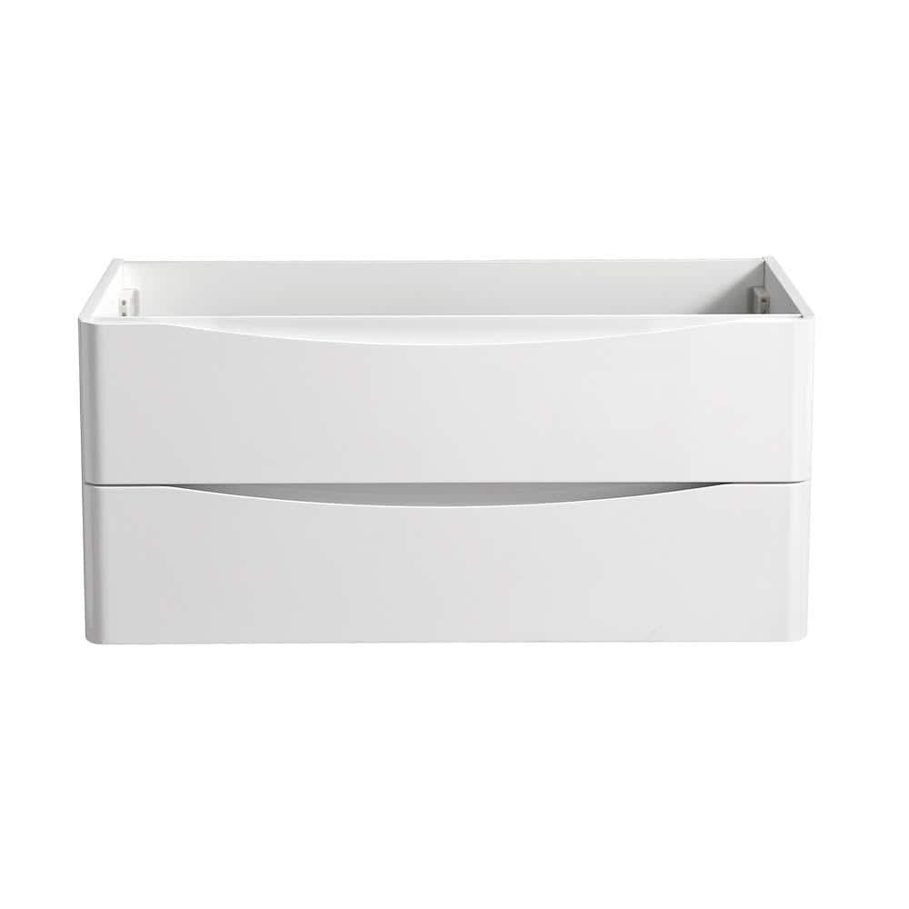 Glossy White 40" Wall Mount Single Sink Vanity Base with Soft Closing Drawers