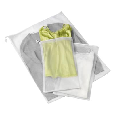 White Nylon Mesh Laundry Bags (3-Piece Set)