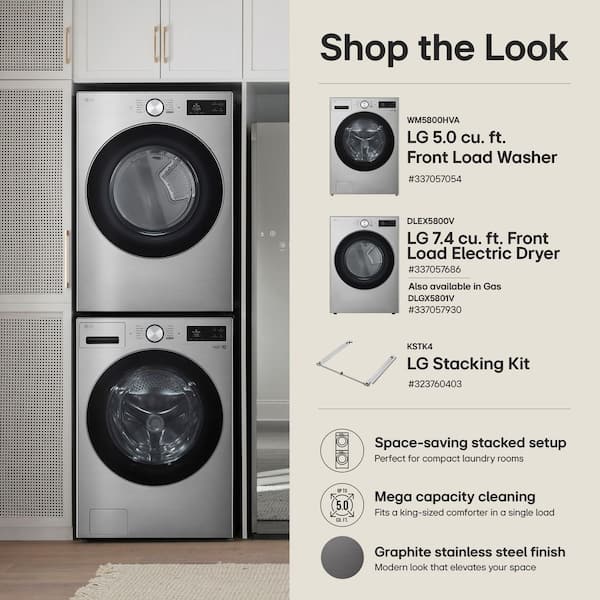 LG 5.0 cu. ft. Stackable Smart Front Load Washer and 7.4 cu. ft