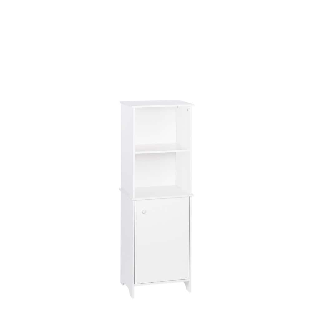 RiverRidge Home Medford 15.75 in. W x 11.75 in. D x 46 in. H White Tall Bathroom Storage Cabinet and Linen Organizer with Door