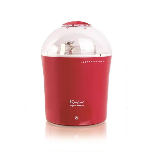 Euro Cuisine 2 Qt. Red Yogurt Maker with Glass Jar and Stainless Steel Thermometer