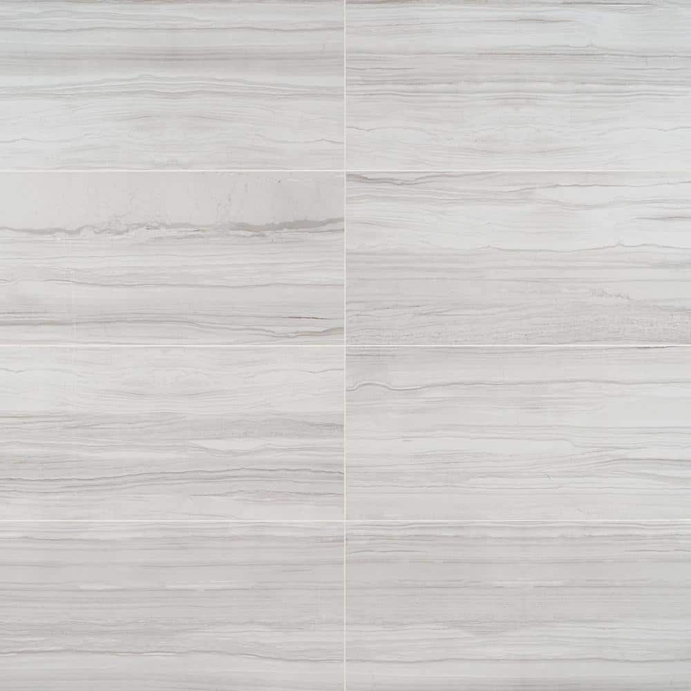 Luminus White Polished Marble Look Large Format Porcelain Tile