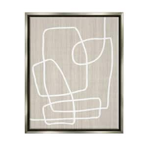 Contemporary White Line Shapes Grain Design by Alpenglow Workshop Floater Frame Abstract Wall Art Print 21 in. x 17 in.