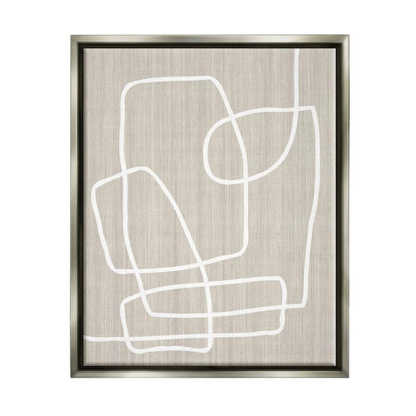 The Stupell Home Decor Collection Contemporary White Line Shapes Grain Design by Alpenglow Workshop Floater Frame Abstract Wall Art Print 21 in. x 17 in.