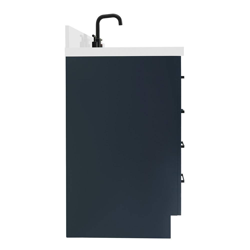 Midnight Blue 49" Freestanding Single Vanity with White Quartz Top