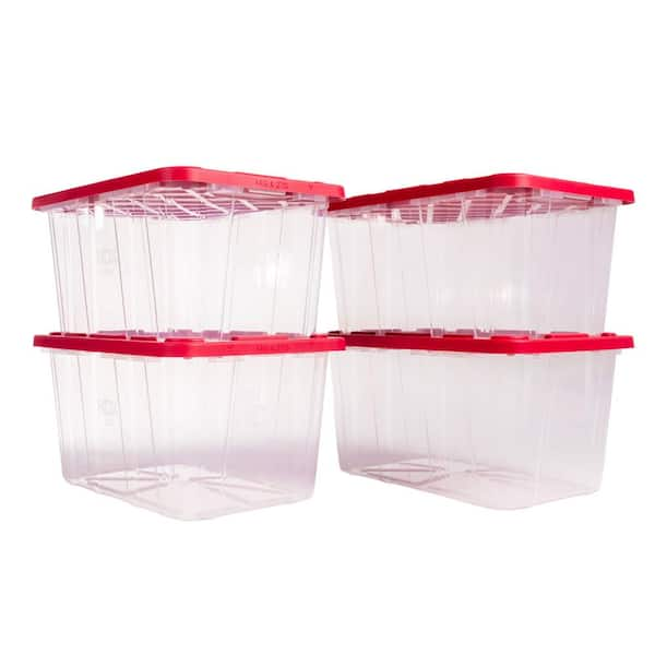 4-PACK Large 27 buy Gallon Tote Stackable Plastic Storage Container Bin Organizer