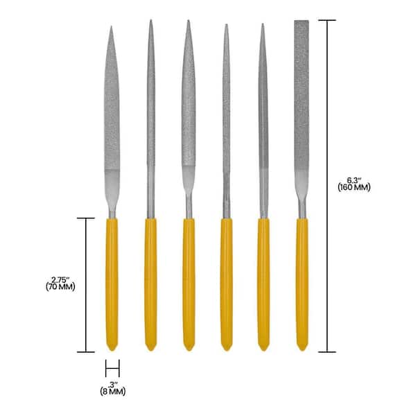 ZENPORT 6-Piece Diamond File Set Assorted Types, 6.25 in. Long