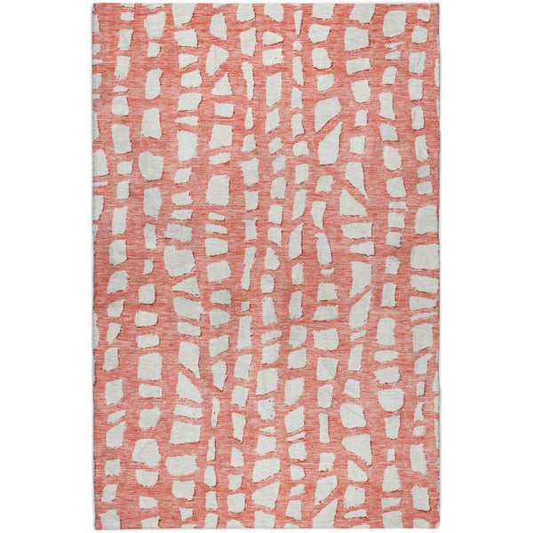 Dream Shag Premium Machine Washable Abstract ADS754 Salmon 5 ft. x 7 ft. 6 in. Area Rug