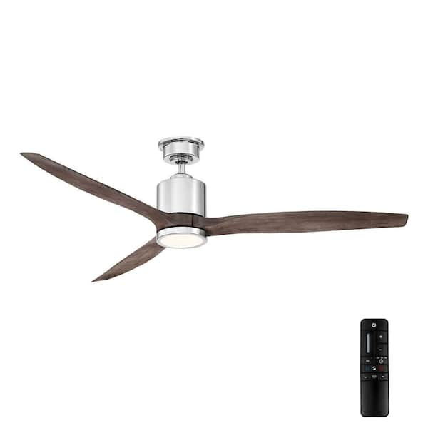 Home Decorators Collection Triplex 60 in. LED Polished Nickel Ceiling Fan with Light