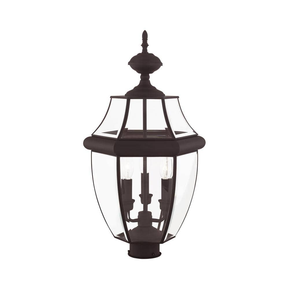 Monterey Bronze Outdoor Post Lantern with Clear Beveled Glass