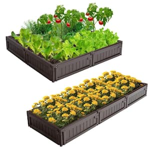 48.5 in. W x 48.5 in. L x 8 in. H Plastic Weathered Outdoor Planter Box Raised Garden Bed