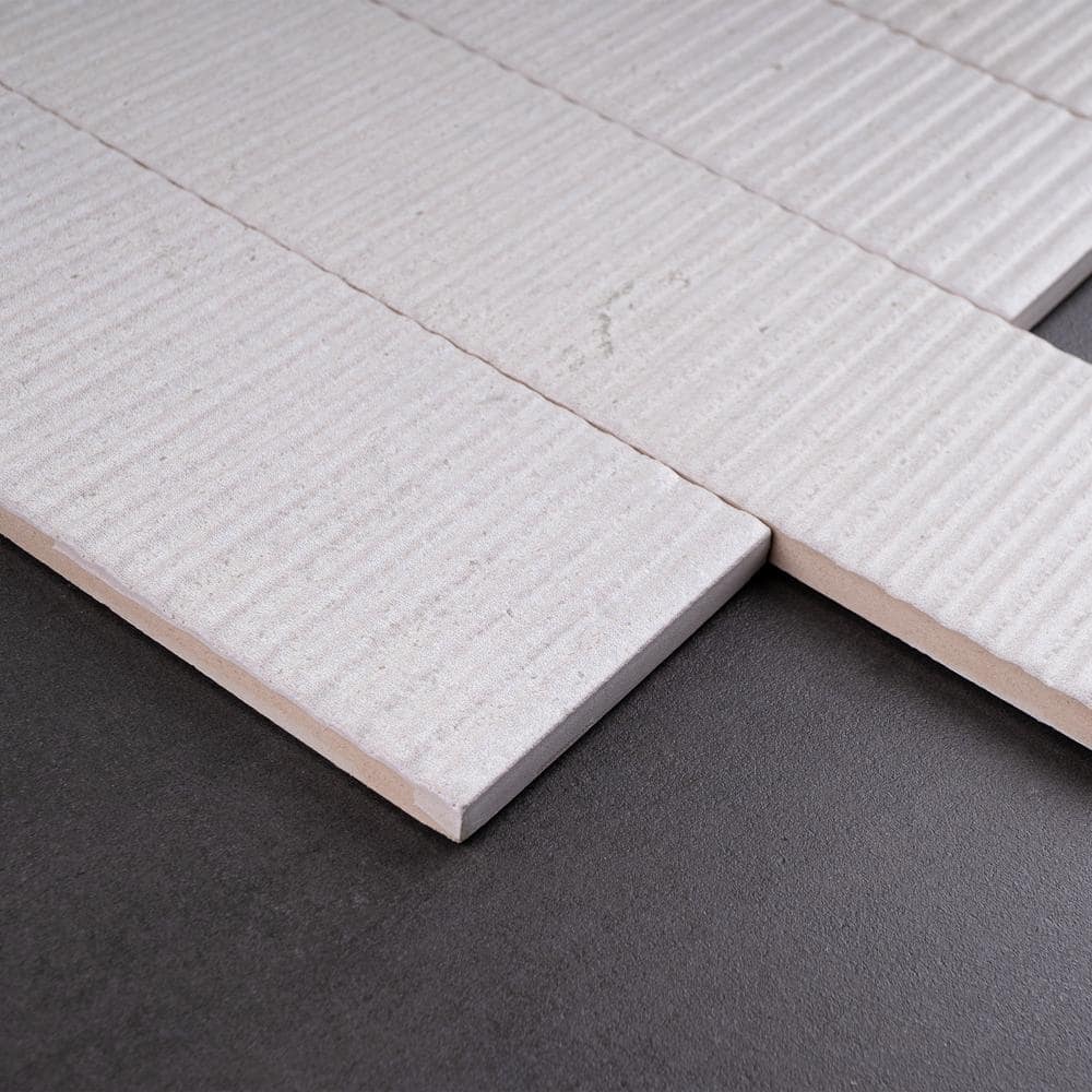 White Ceramic Stone Look Rectangular Wall Tile