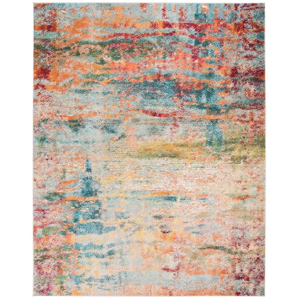 SAFAVIEH Monaco Teal/Orange 8 ft. x 10 ft. Abstract Area Rug