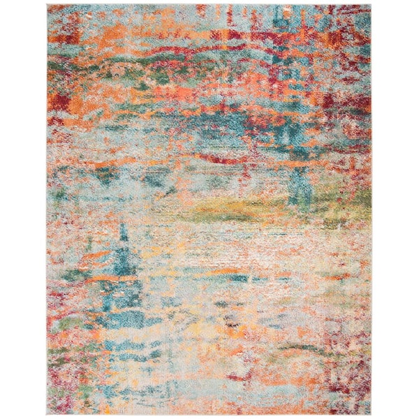 Monaco Teal/Orange 9 ft. x 12 ft. Abstract Area Rug