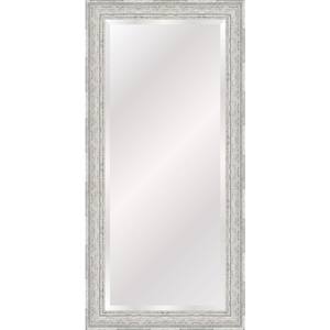 Oversized Antique White And Grey Plastic Beveled Glass Full-Length Farmhouse Mirror (65 in. H X 31 in. W)