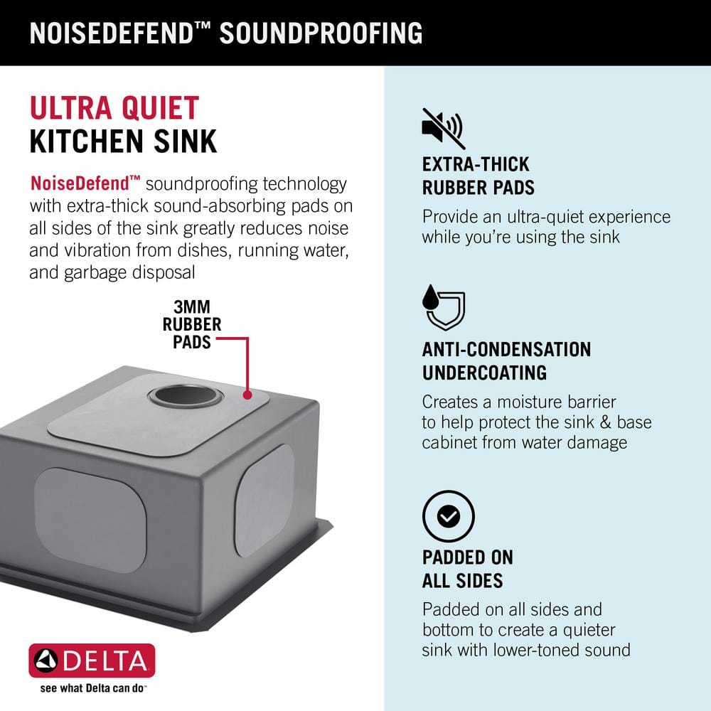 Delta 17" Stainless Steel Undermount Bar Prep Sink with WorkFlow Ledge