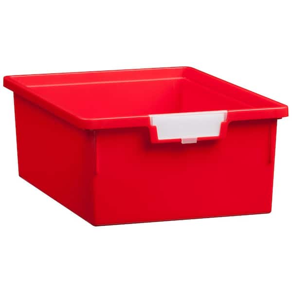 Unbranded 4 Gal. - Tote Tray - Slim Line 6 in. Storage Tray in Primary Red