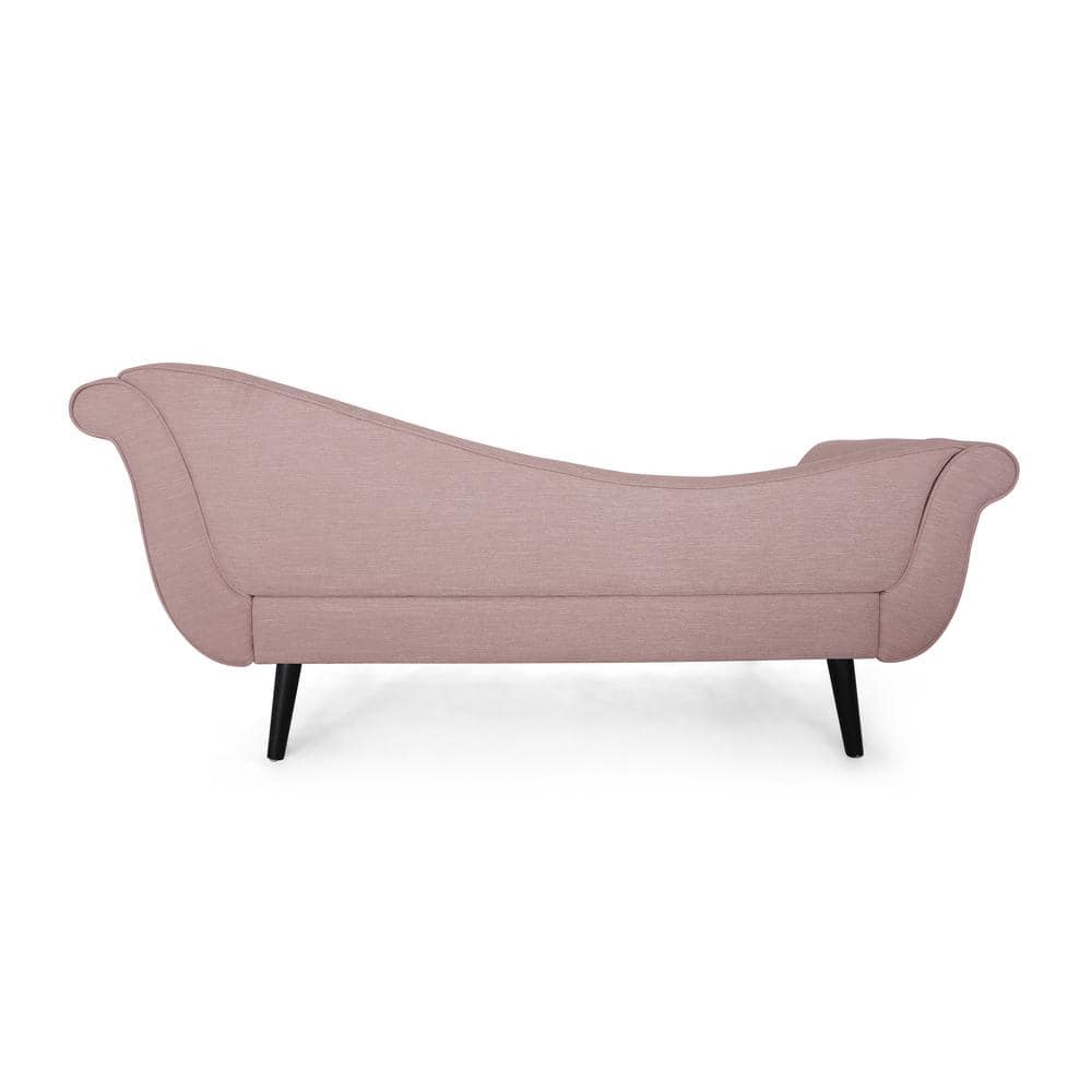 Light Blush Velvet Chaise Lounge with Wood Legs