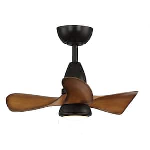 28 in. Brown Smart Indoor Standard Downrod Mount LED Chandelier Ceiling Fan with Remote Control
